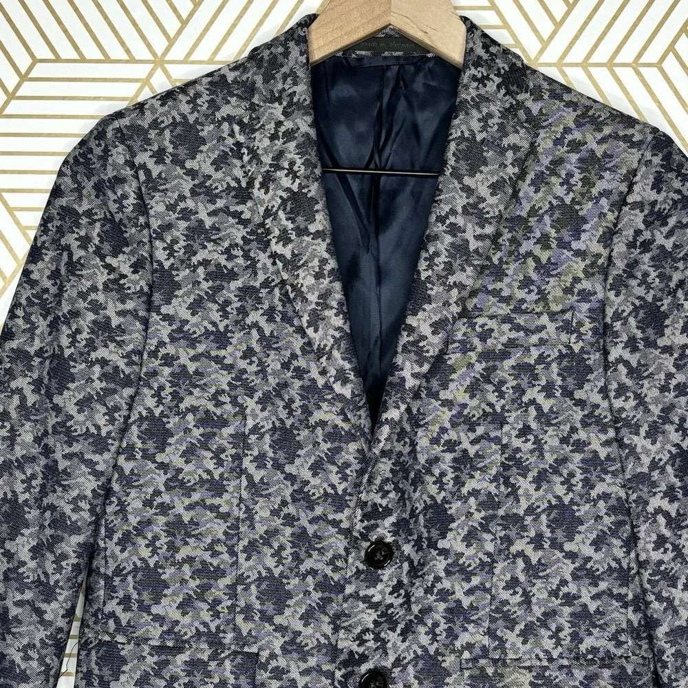 Lauren Ralph Lauren Boys Navy Camo Patterned Blazer 12R 2 Button Preppy Classic